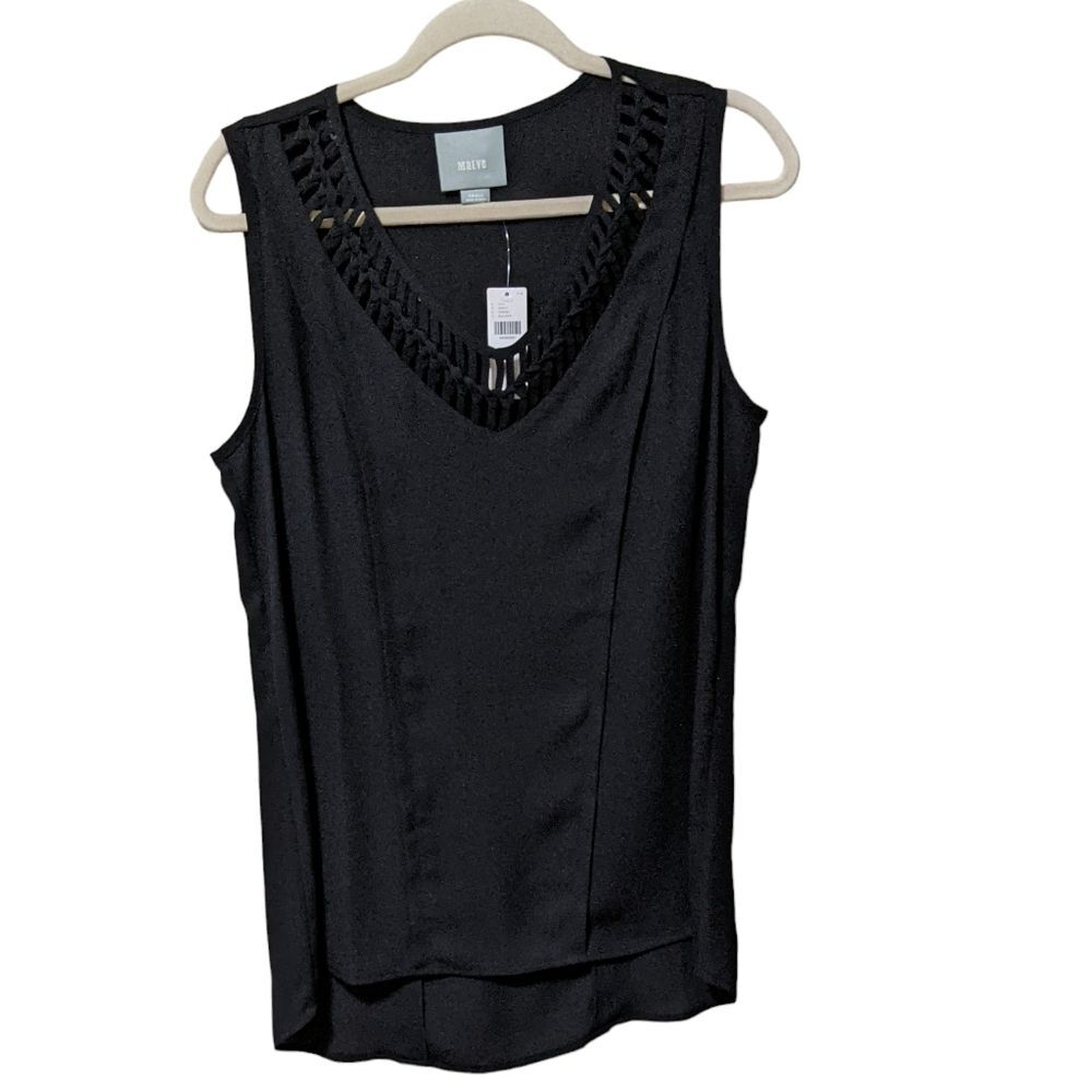 NWT Maeve Anthropologie black crochet sleeveless tank top size Small